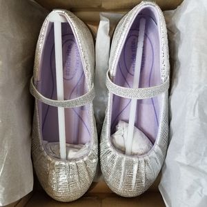 Girls Stride Rite Silver Mary Janes
